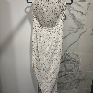 OH POLLY - Strapless White Embellished Evening Dress